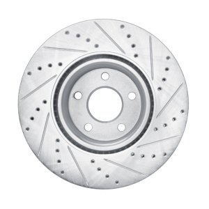 Ford Bronco Sport Brake Rotor (1) - Front Left - R1 Concepts - Drilled & Slotted - Silver - `20-`25